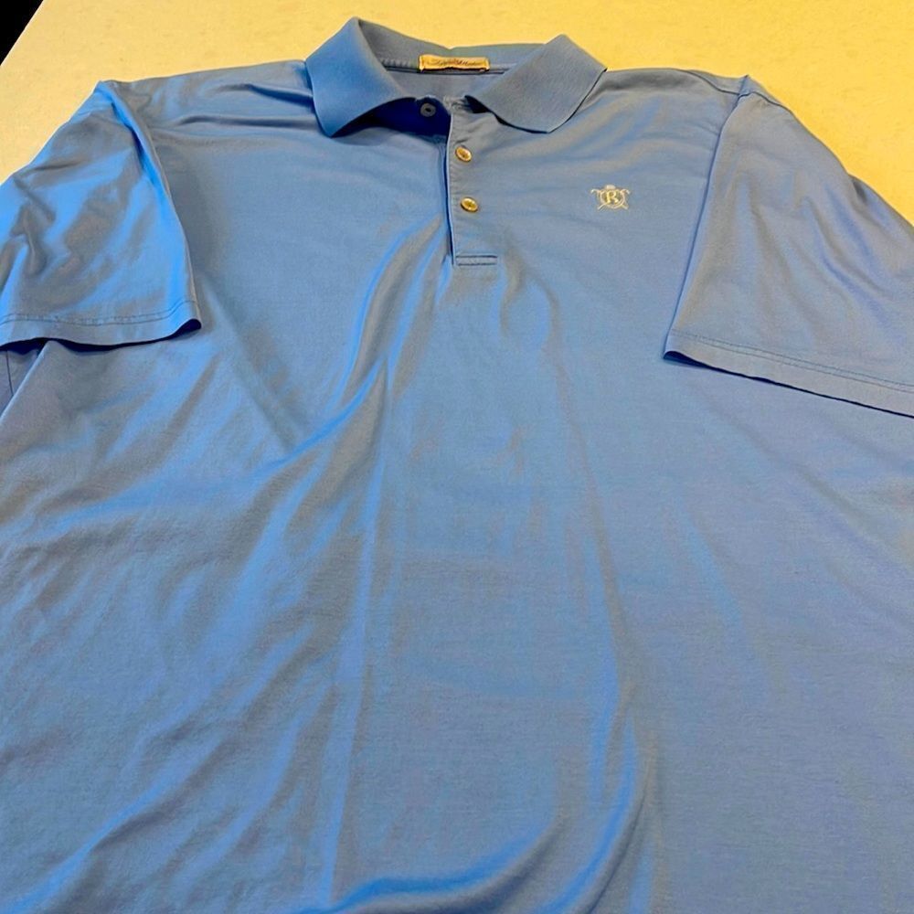 Peter Millar men’s golf shirt large double mercerized cotton excellent baby blue